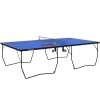 Opklapbare Tafeltennistafel, 8 Wielen, Stalen Frame Met Poedercoating, MDF, 274 X 152,5 X 76 Cm, Blauw 10