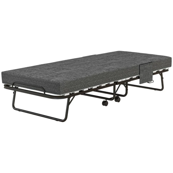 Opklapbed, Matras, 4 Wielen, Metalen Frame, Tot 150 Kg, 190 X 80 X 42 Cm, Donkergrijs 1