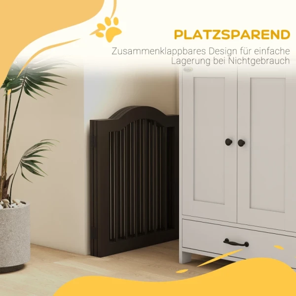 Opvouwbare Hondenbarrière Met 3 Panelen Massief Hout En MDF 154,5 X 29,5 X 61 Cm Koffie 5