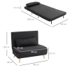 Relaxstoel Met Bedfunctie, Voor 1 Persoon, Modern Design, Tot 350 Kg, 94x78x80cm, Zwart 3