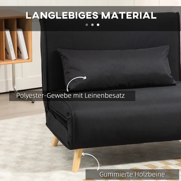 Relaxstoel Met Bedfunctie, Voor 1 Persoon, Modern Design, Tot 350 Kg, 94x78x80cm, Zwart 5