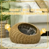 Rotan Kattenmand, Kattenhuis, Kattenhuis Met Kussen Voor Katten Tot 4 Kg, Huisdierbed, Kattengrot, Binnen, PE Rotan, 50 X 31 Cm, Lichtbruin 6