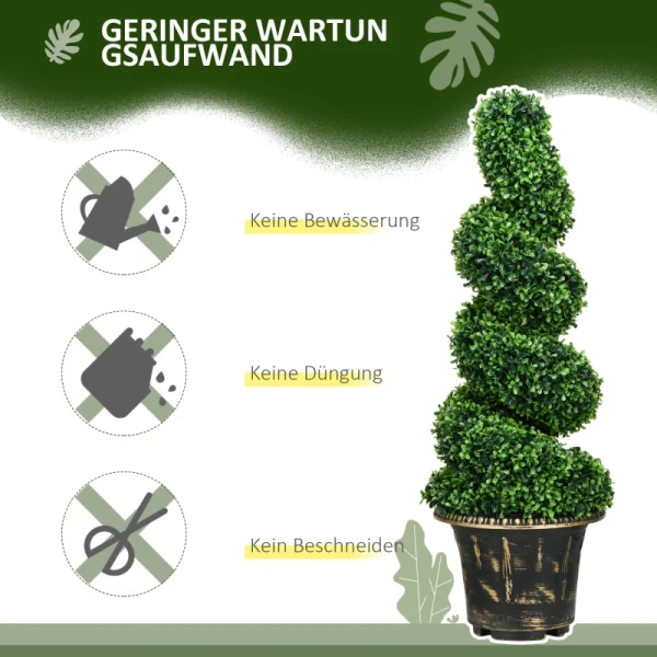 Spiraalvormige Buxus, Set Van 2 Kunstplanten, Met Pot, 90 Cm Hoog, Groen 6