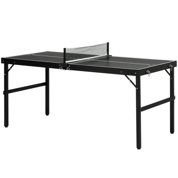 Tafeltennisset Voor Kinderen, Opvouwbaar, Slot En Handgreep, Aluminium Frame, 152x76x72 Cm, Zwart 1