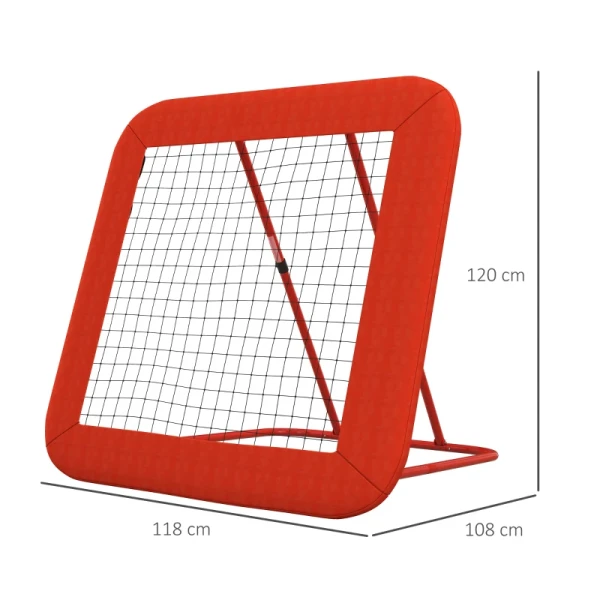 Voetbal Rebound-net Verstelbaar Opvouwbaar Metalen Frame All-weather PE-net Met Haringen Rood 3