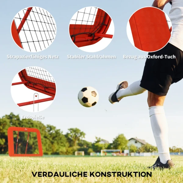 Voetbal Rebound-net Verstelbaar Opvouwbaar Metalen Frame All-weather PE-net Met Haringen Rood 6