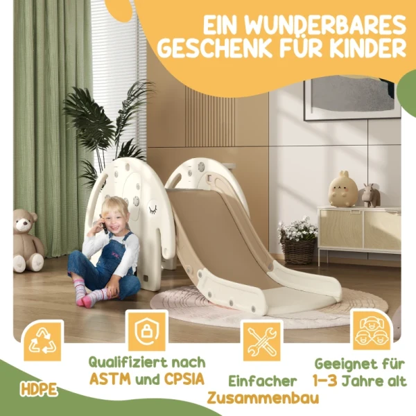 Babyglijbaan 3-in-1, Speelrek, Basketbalring, Antislip Treden, Leuningen, Crèmewit 8