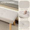 Bedbank, Bank, Zachte Bekleding, Linnenlook, Tot 120 Kg, Naturel Houten Poten, 120x41x43cm, Crème 4