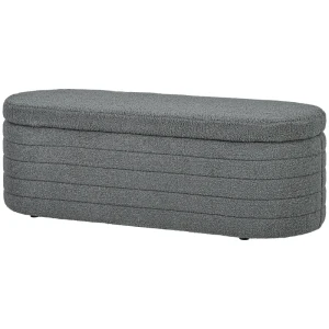 Bedbank, Opbergruimte, Teddyfleece, 116x41x40,5cm, Lichtgrijs 1