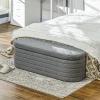 Bedbank, Opbergruimte, Teddyfleece, 116x41x40,5cm, Lichtgrijs 7