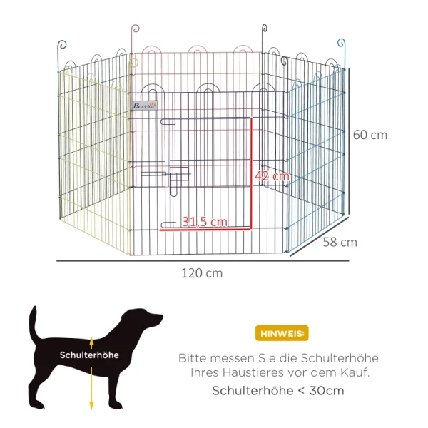 Buitenverblijf, Puppyren, Modulair Ontwerp, Afsluitbaar, Metaal, 120x60H Cm, Kleurrijk 3