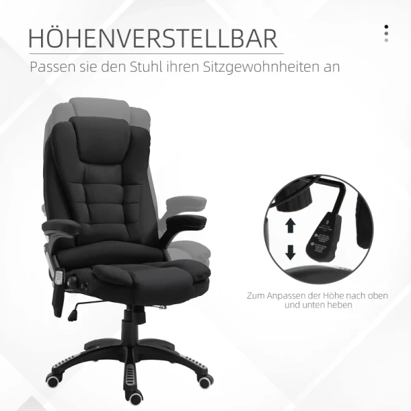 Bureaustoel Massagestoel Met Warmtefunctie Directiestoel Met Massagefunctie In Hoogte Verstelbare Draaistoel Ergonomische Gamestoel Massage Zwart 68 X 72 X 110120 Cm 4