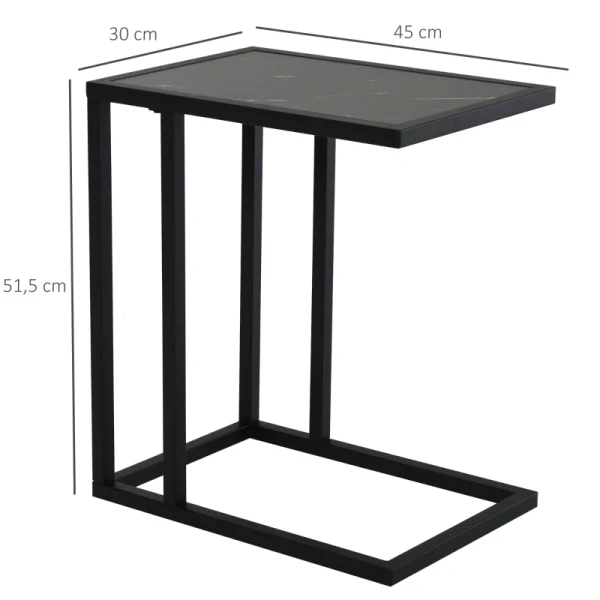 C-vormige Bijzettafel, Ruimtebesparend, Nachtkastje/salontafel, Marmerlook, 45 X 30 X 51,5 Cm 3