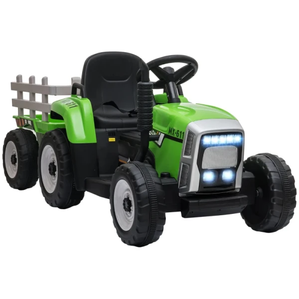 Elektrische Kinderauto, Kindertractor, Inclusief Ouderafstandsbediening, Max. Snelheid 6 Km/u, Groen + Zwart 1