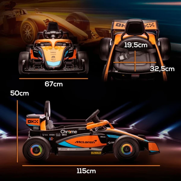 Elektrische Kinderauto, McLaren Formule 1, Inclusief Afstandsbediening, Muziek, Voor 3-5 Jaar, Oranje 3