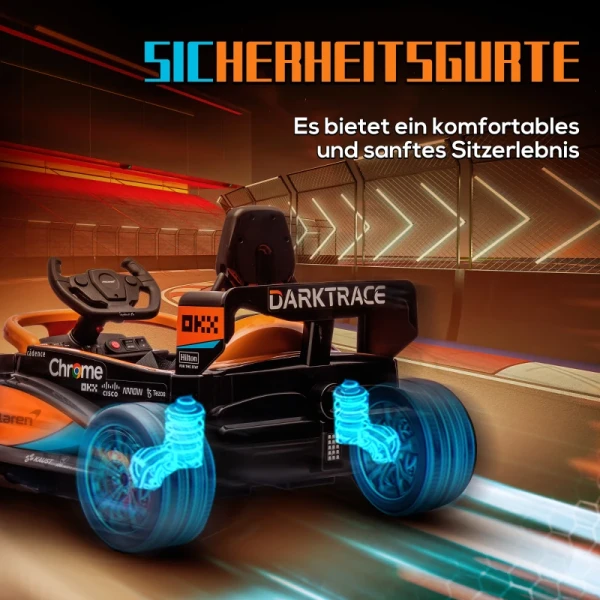 Elektrische Kinderauto, McLaren Formule 1, Inclusief Afstandsbediening, Muziek, Voor 3-5 Jaar, Oranje 7