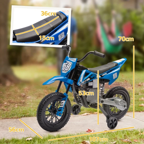 Elektrische Kindermotorfiets, Handmatige Gasbediening, Trainingsfietsen, Muziek, Blauw, 107 X 56 X 70 Cm 3