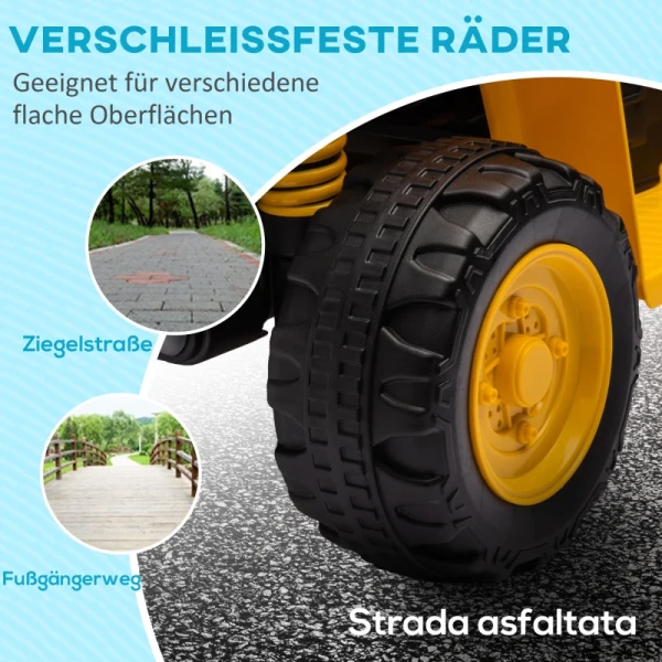 Elektrische Kinderquad, Caterpillar, 3 Km/u, Oplaadbaar, Voor 1,5 Tot 3 Jaar, Claxon & Licht, Geel 6