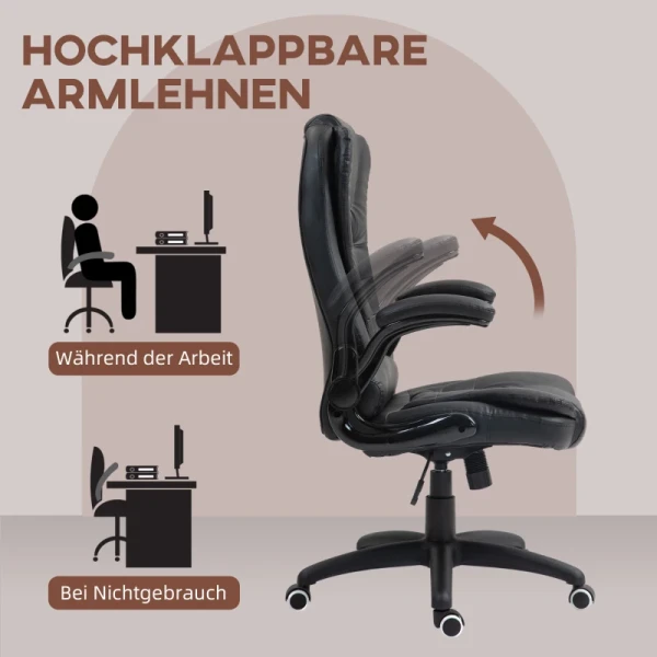 Ergonomische Bureaustoel, Opklapbare Armleuningen, Kantelfunctie, Zwart 4