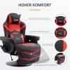 Gamestoel, Massagefunctie, Kantelbare Rugleuning, Voetsteun, Tot 120 Kg, Stalen Frame, Kunstleer, Rood 6