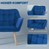 Gestoffeerde Fauteuil, Accentfauteuil, Scandi Design, Fluwelen Look, Tot 120 Kg, Rubberhouten Poten, Blauw 4