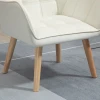 Gestoffeerde Fauteuil, Accentfauteuil, Scandi Design, Fluwelen Look, Tot 120 Kg, Rubberhouten Poten, Crème 9