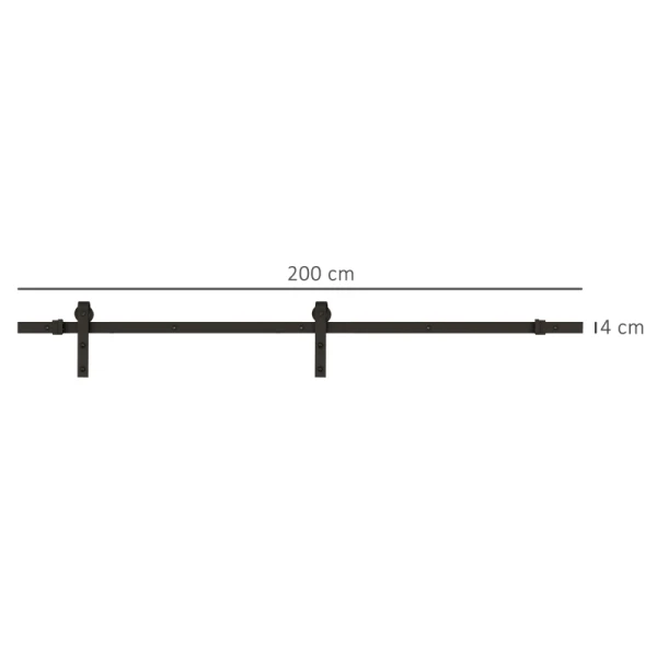 Glijrailset Voor Schuifdeuren, Draagvermogen Max. 100 Kg, Metaal, Zwart, 2 M, Zwart 3