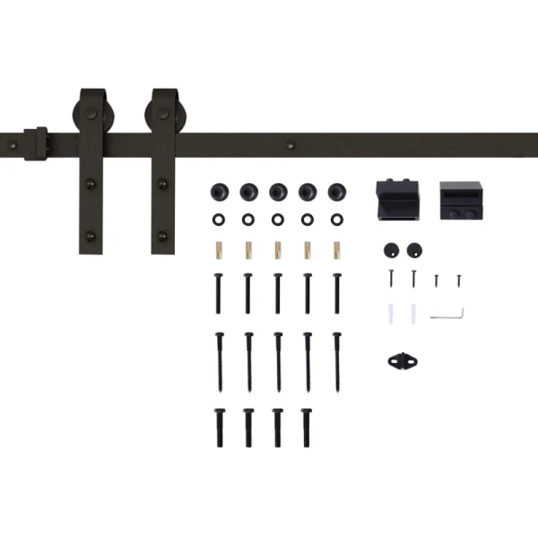 Glijrailset Voor Schuifdeuren, Draagvermogen Max. 100 Kg, Metaal, Zwart, 2 M, Zwart 1