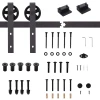 Glijrailset Voor Schuifdeuren, Inclusief Rails, Rollen, Vloerstoppers, 183 Cm, Draagvermogen Tot 100 Kg, Donkerbruin 4