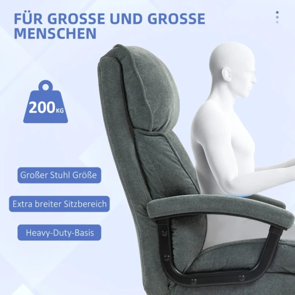 Grote Hoge Bureaustoel, Draagvermogen 200 Kg, Robuuste Constructie, Zachte Bekleding, Grijs 4