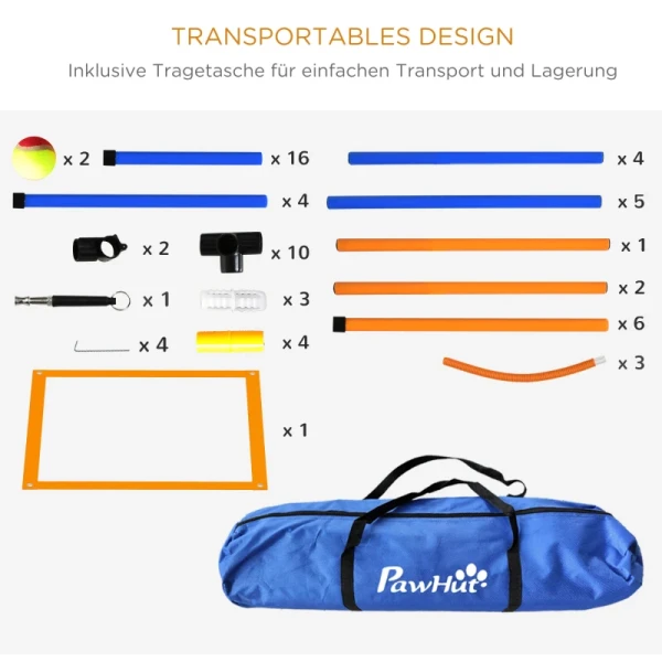 Hondenbehendigheidsset Hondenparcours, 1 Hoepel, 1 Horde, 1 Slalomset, 352 Cm X 66 Cm X 69 Cm, Blauw + Rood 7