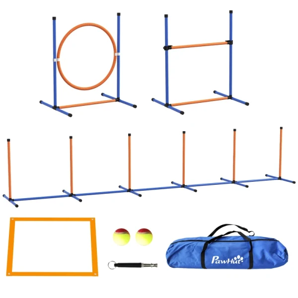 Hondenbehendigheidsset Hondenparcours, 1 Hoepel, 1 Horde, 1 Slalomset, 352 Cm X 66 Cm X 69 Cm, Blauw + Rood 10