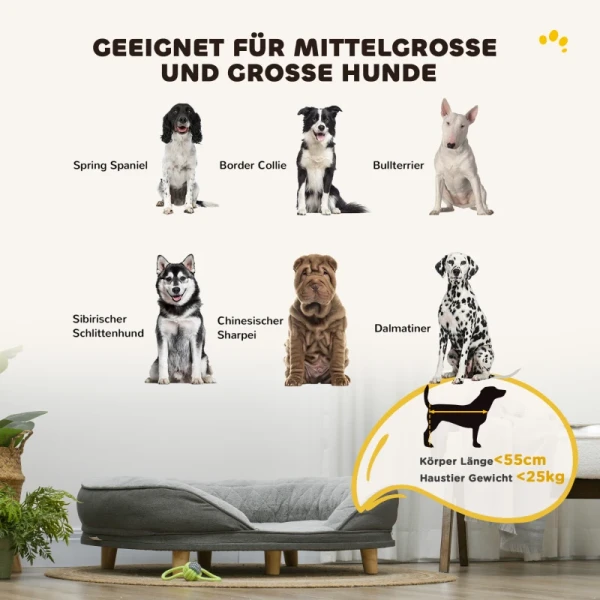 Hondenmand Voor Honden Tot 25 Kg, Afneembare Hoes, Antislippoten, 90 X 78 X 25 Cm, Grijs 4