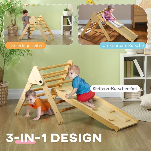 Houten Kinderklimset Met Driehoekige Ladder En Tweezijdige Oprit, Voor Kinderen Van 18-48 Maanden 4