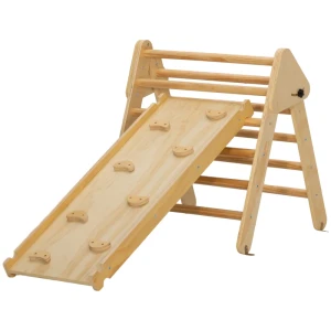 Houten Kinderklimset Met Driehoekige Ladder En Tweezijdige Oprit, Voor Kinderen Van 18-48 Maanden 1