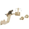 Kattenklimwandset Met Krabpalen, Springplatforms En Speelballen, Om Te Klimmen En Uit Te Rusten, Beige 10