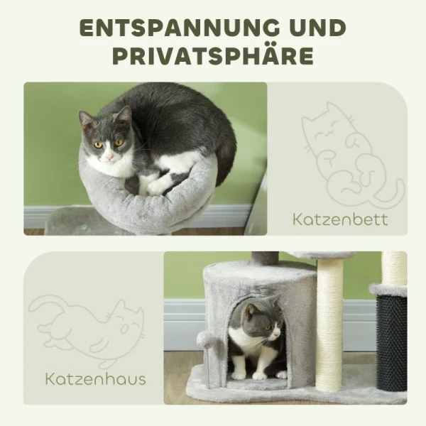 Kattenspeelcentrum Met Krabpaal, Bed, Speelballen, Pluche, 60 X 39 X 87 Cm, Lichtgrijs/crème 5