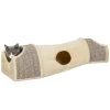 Kattentunnel Met 3 Openingen, Pluche, Sisal Krabtouw, 107x38x29 Cm, Beige/grijs 10