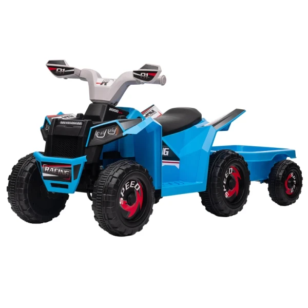 Kinderquad, Oplaadbaar, 2,5 Km/u, Met Aanhanger, 50 Min Reistijd, Voor Kinderen Van 1,5 T/m 3 Jaar, Blauw 12