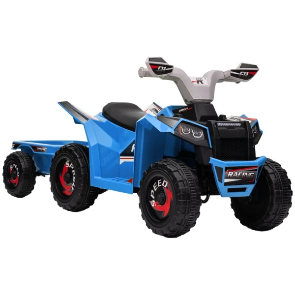 Kinderquad, Oplaadbaar, 2,5 Km/u, Met Aanhanger, 50 Min Reistijd, Voor Kinderen Van 1,5 T/m 3 Jaar, Blauw 1