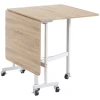 Klaptafel Op Wielen, Laptoptafel, Eettafel, Inclusief Parkeerrem, Naturel + Wit 11