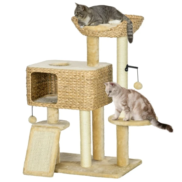 Krabpaal Kattenboom, 1 Kattengrot, 1 Kattenmand, 1 Ligvlak, 1 Oprit, 60 Cm X 40 Cm X 98 Cm, Naturel + Beige 10