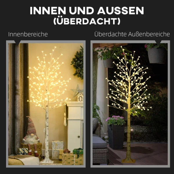 Kunstboom, Kunstberk, Met 180 LED's, 3 Helderheidsniveaus, Warm Wit, Realistische Schors, 21,5 X 21,5 X 180 Cm 7