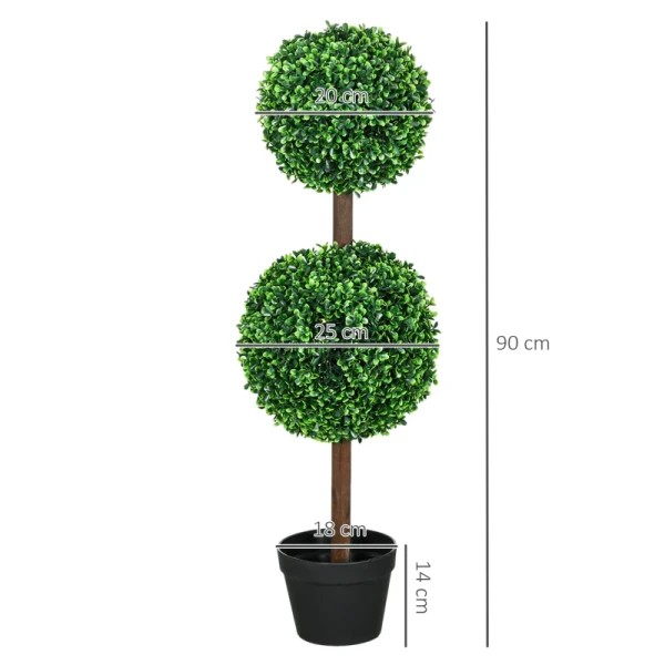 Kunstplanten, Set Van 2 Buxus, 90 Cm Kunstplant, Kunstboom, Decoratieve Plant Voor Binnen En Buiten, Groen 3