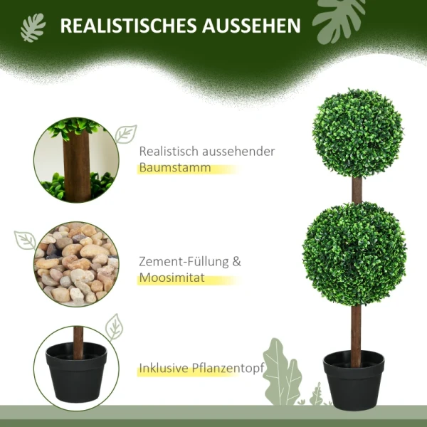 Kunstplanten, Set Van 2 Buxus, 90 Cm Kunstplant, Kunstboom, Decoratieve Plant Voor Binnen En Buiten, Groen 4