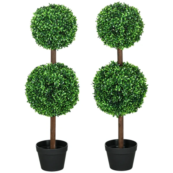 Kunstplanten, Set Van 2 Buxus, 90 Cm Kunstplant, Kunstboom, Decoratieve Plant Voor Binnen En Buiten, Groen 1