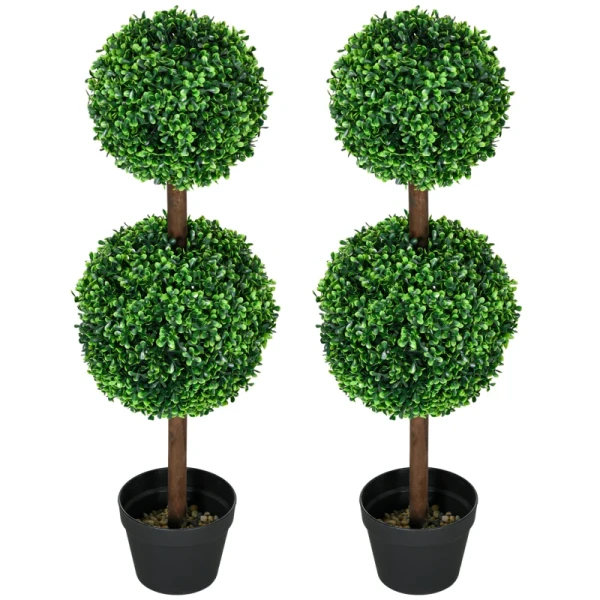 Kunstplanten, Set Van 2 Buxus, 90 Cm Kunstplant, Kunstboom, Decoratieve Plant Voor Binnen En Buiten, Groen 10