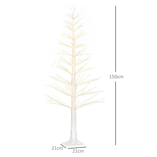 Kunstspar Met LED-verlichting, Kerstboom 180 Cm Hoog, Realistische Schors, Wit 3