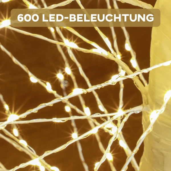 Kunstspar Met LED-verlichting, Kerstboom 180 Cm Hoog, Realistische Schors, Wit 4