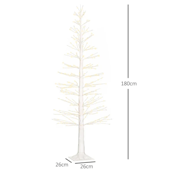 Kunstspar Met LED-verlichting, Kerstboom 180 Cm Hoog, Realistische Schors, Wit 3